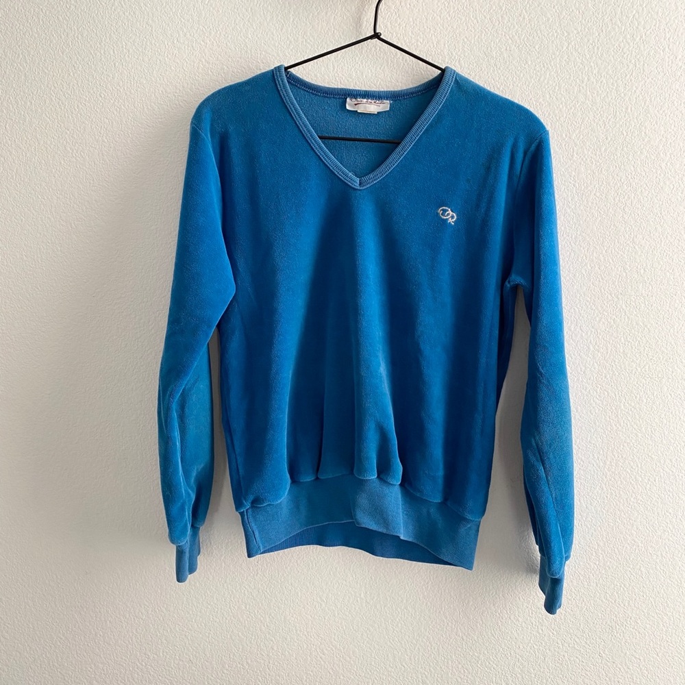 Vintage Oscar de la Renta Blue Long Sleeve Top